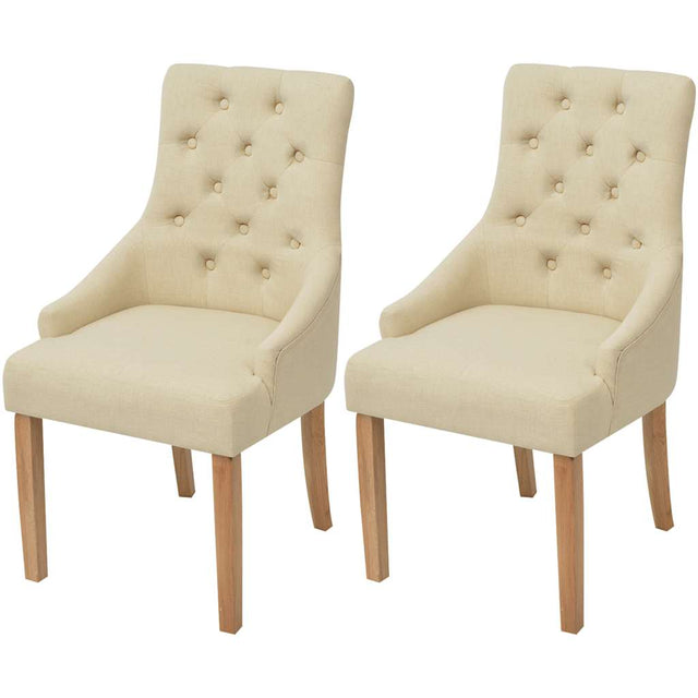 Vidaxl eetkamerstoelen 2 st stof crèmekleurig