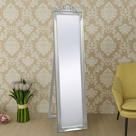 VIDAXL -Abstandsspiegel Barock 160 x 40 cm Silber