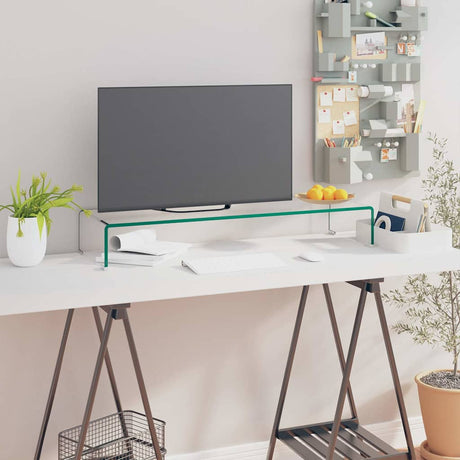 Vidaxl tv-meubel monitorverhoger transparant 90x30x13 cm glas