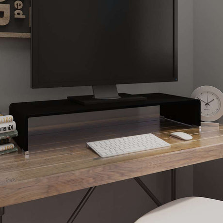 Vidaxl tv-meubel monitorverhoger zwart 80x30x13 cm glas