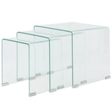 Vidaxl bijzettafel set 3-dlg transparant gehard glas