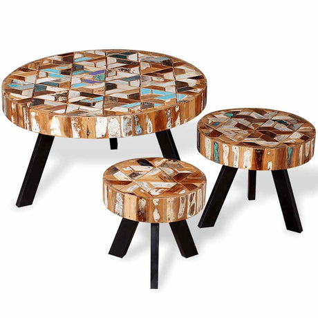 Vidaxl 3-delige salontafelset massief gerecycled hout