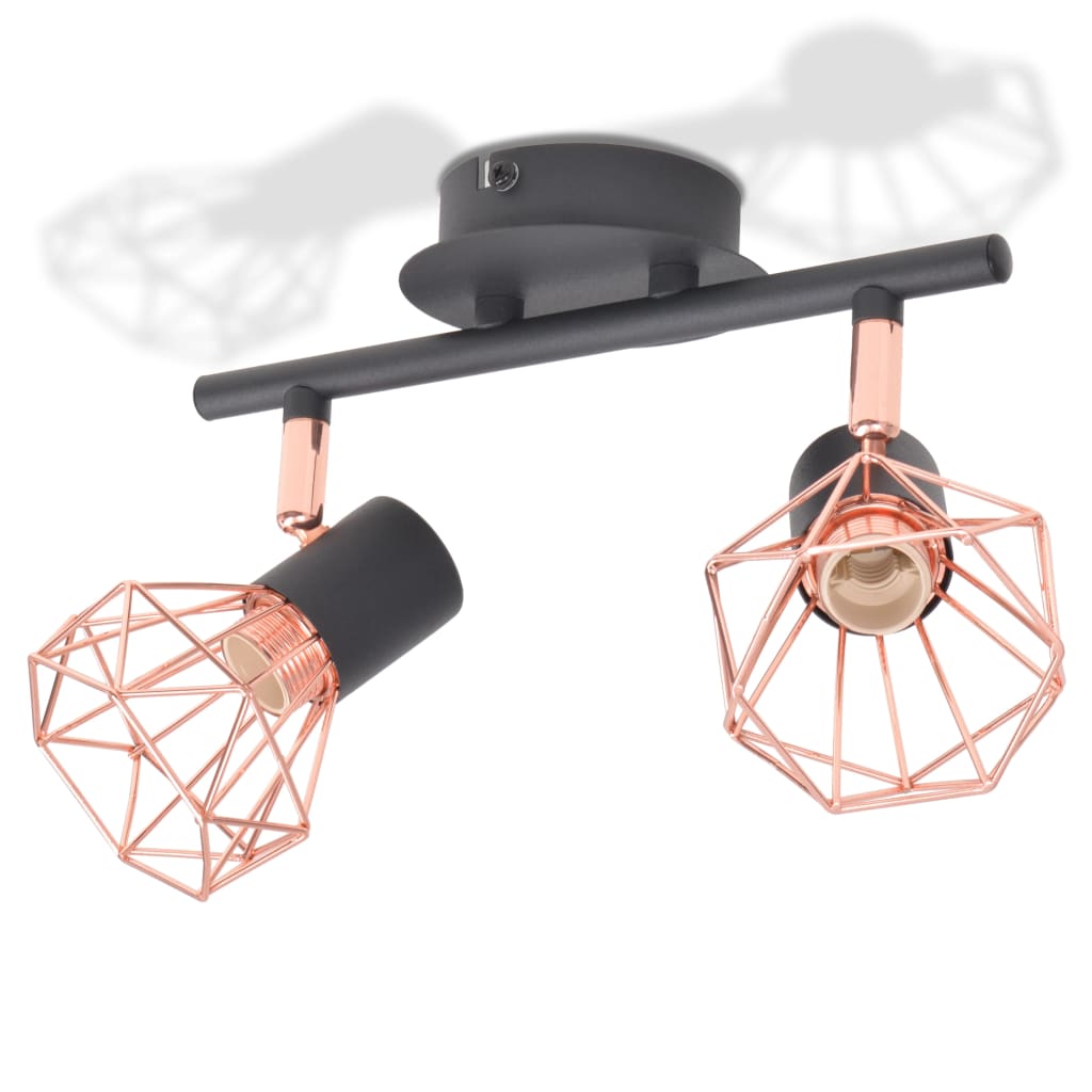 Vidaxl Deckenlampe mit 2 Scheinwerfern E14 Schwarz und Kupfer