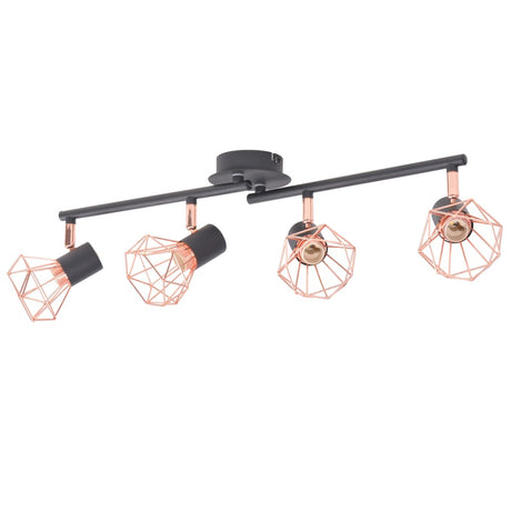 Vidaxl Deckenlampe mit 4 Scheinwerfern E14 Schwarz und Kupfer
