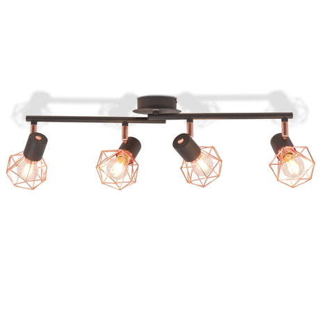 Vidaxl Deckenlampe mit 4 Scheinwerfern E14 Schwarz und Kupfer