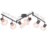 Vidaxl Deckenlampe mit 6 Scheinwerfern E14 Schwarz und Kupfer