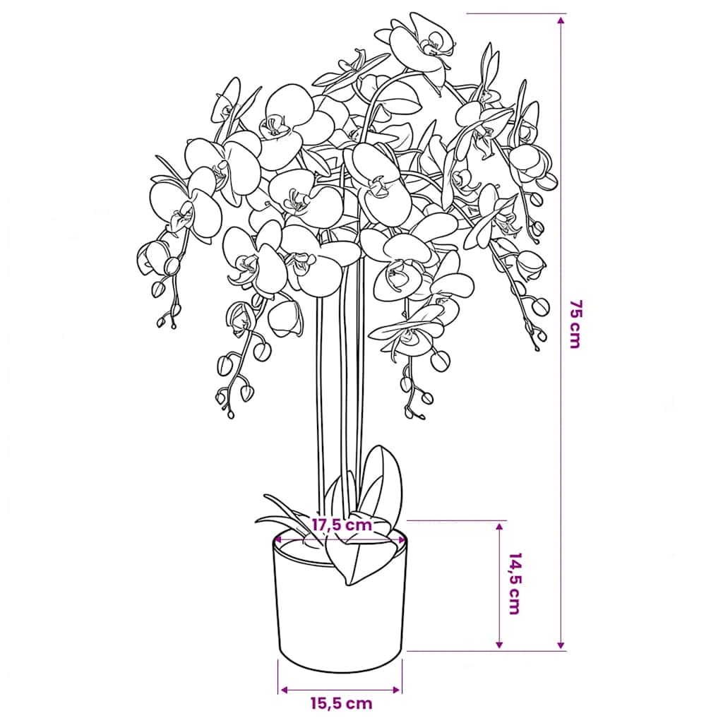 Vidaxl Künstliche Pflanze mit Topforchidee 75 cm weiß