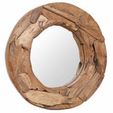Vidaxx Dekospiegel rund 60 cm Teakholz