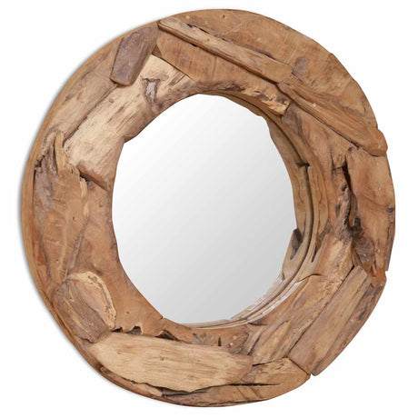 Vidaxx Dekospiegel rund 60 cm Teakholz