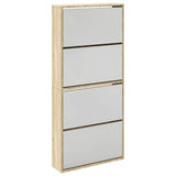 Vidaxl -Schuhschrank mit 4 Spiegeln 63x17x134 cm Eiche