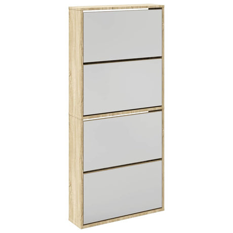 Vidaxl -Schuhschrank mit 4 Spiegeln 63x17x134 cm Eiche