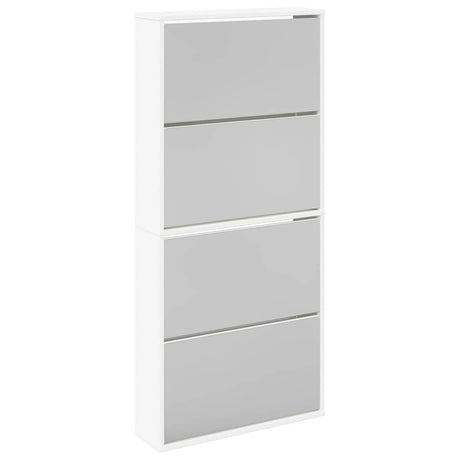 Vidaxl -Schuhschrank mit 4 Spiegeln 63x17x134 cm Weiß