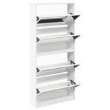 Vidaxl -Schuhschrank mit 4 Spiegeln 63x17x134 cm Weiß