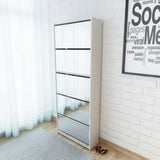 Vidaxl -Schuhschrank mit 5 Spiegeln 63x17x169.5 cm Weiß