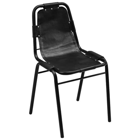 Vidaxl eetkamerstoelen 4 st echt leer zwart