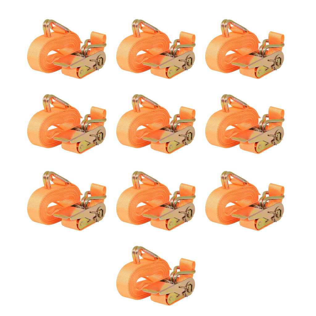 VidaXL Spanngurte 0,4 Tonnen 6mx25mm orange 10 Stk
