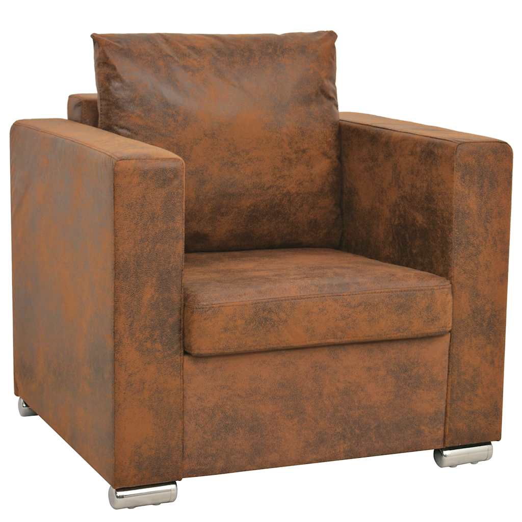 Vidaxl fauteuil bruin 82x73x82 cm imitatiesuède