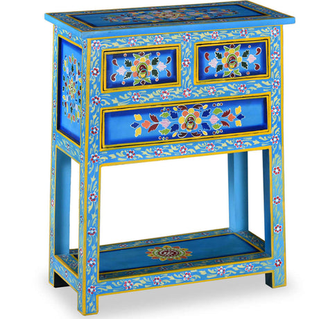 Vidaxl dressoir met lades handgeschilderd massief mangohout turquoise