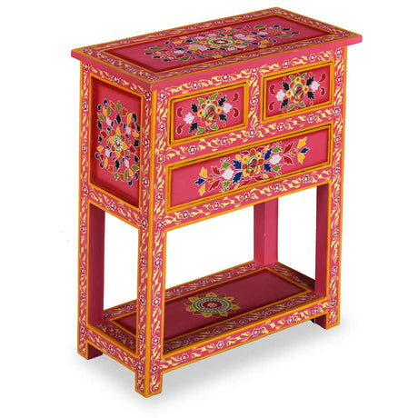 Vidaxl dressoir met lades handgeschilderd massief mangohout roze