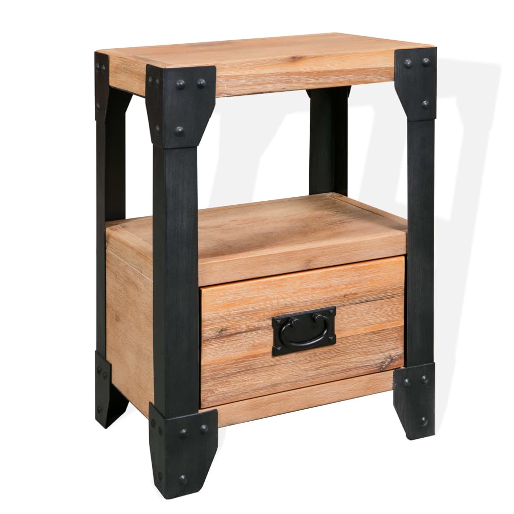 Vidaxl nachtkastje 40x30x54 cm massief acaciahout staal