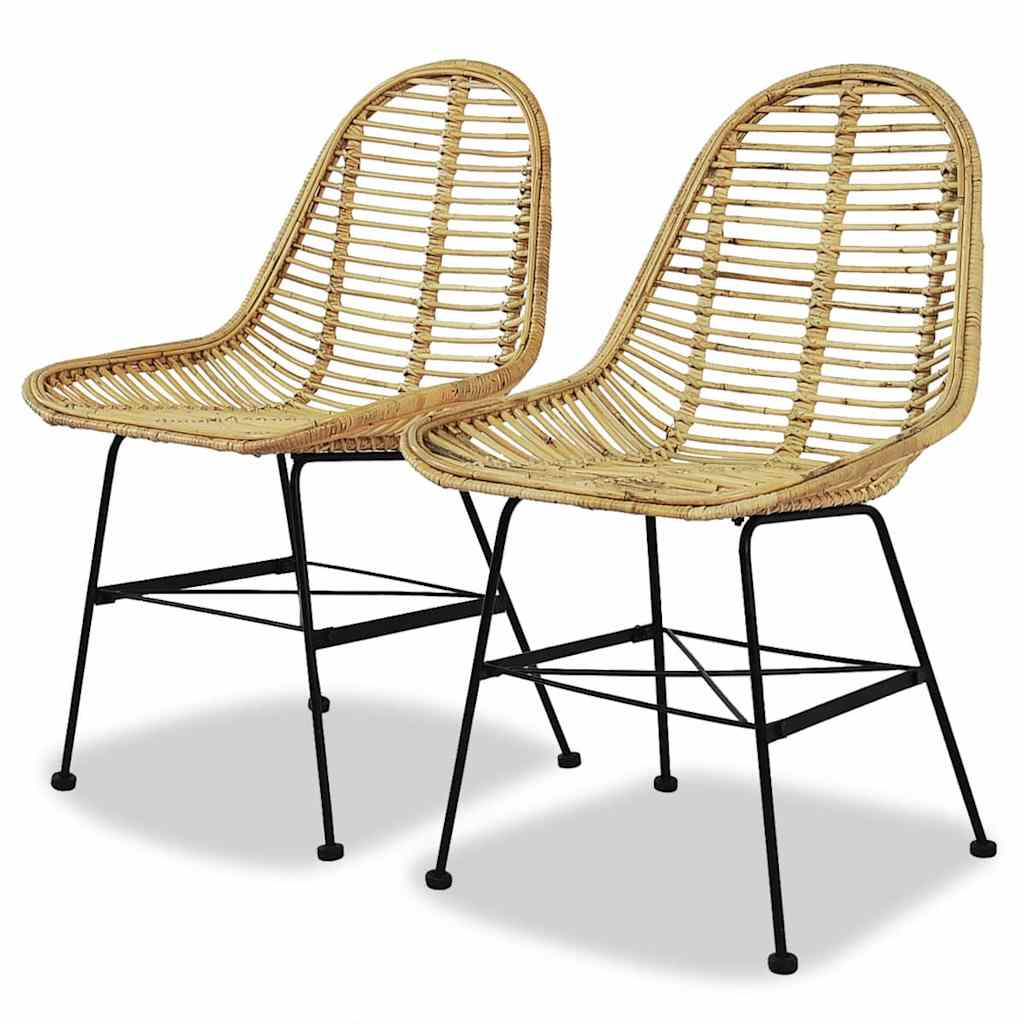 Vidaxl eetkamerstoelen 2 st natuurlijk rattan