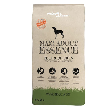 Vidaxl Premium Hundefutter trocken Maxi Erwachsene Essence Rindhuhn 15 kg