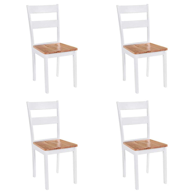 Vidaxl eetkamerstoelen 4 st massief rubberwood wit