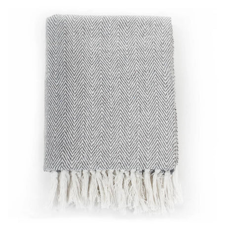 Vidaxx Plaid Fischgrät 125x150 cm Baumwolle grau