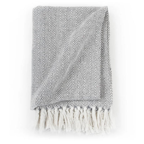 Vidaxx Plaid Fischgrät 125x150 cm Baumwolle grau