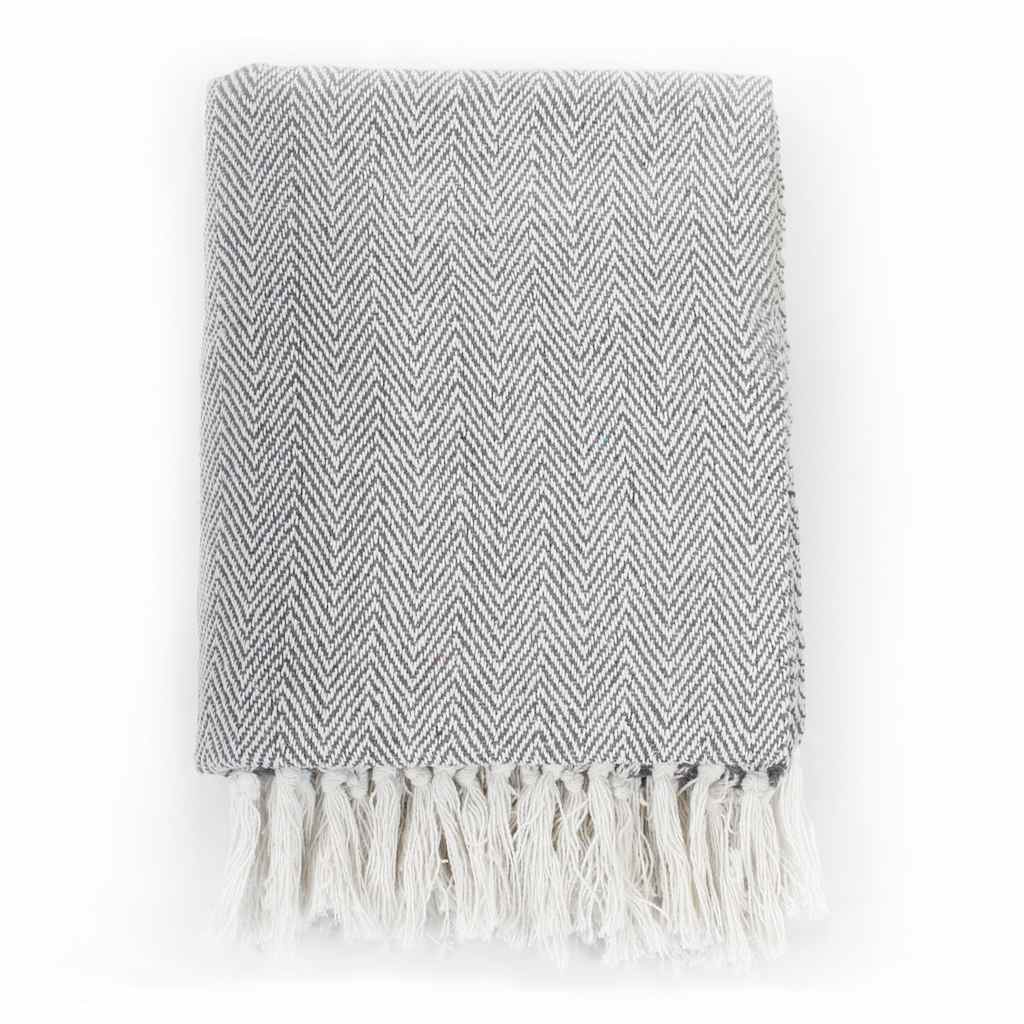 Vidaxl Plaid Fischgräten Sie 160x210 cm Baumwollgrau