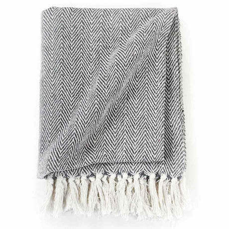 Vidaxl Plaid Fischgräten 125x150 cm Baumwollmarine Blau