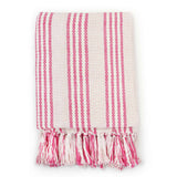 Vidaxl Plaid Streifen 125x150 cm Baumwollrosa und Weiß