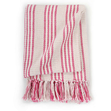 Vidaxl Plaid Streifen 125x150 cm Baumwollrosa und Weiß