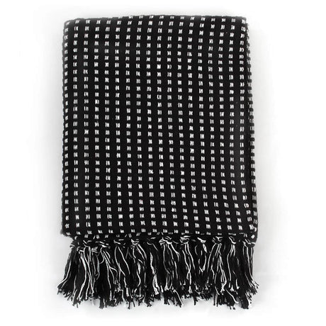 VidaXL Plaidquadrate 160x210 cm Baumwolle schwarz