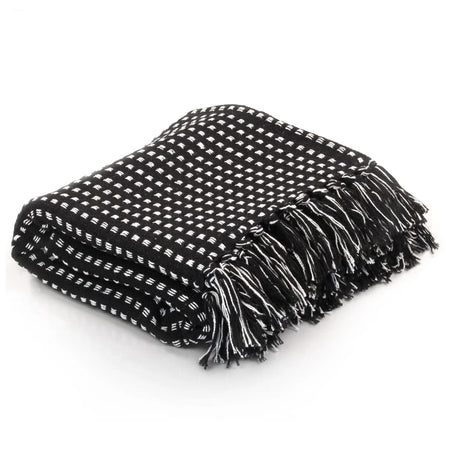 Vidaxl Plaid Quadrate 220x250 cm Baumwollschwarz