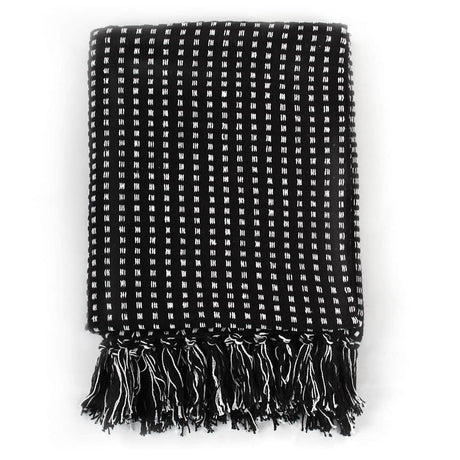 Vidaxl Plaid Quadrate 220x250 cm Baumwollschwarz