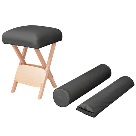 Vidaxl -Massagehocker mit 12 cm dicker Sitz 2 Bolster falten schwarz faltbar