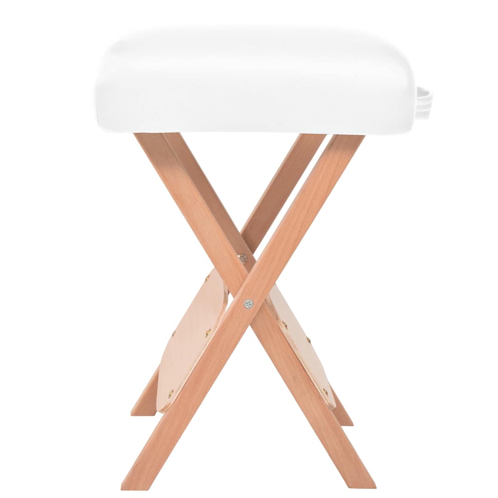 Vidaxl -Massagehocker mit 12 cm dicker Sitzfalt weiß
