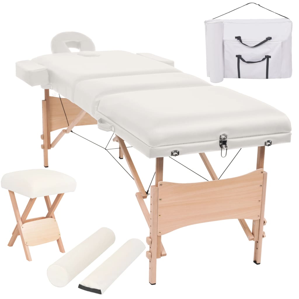 Vidaxl Massage Tabletten Kurbel falten 3 Zonen 10 cm dickes Weiß