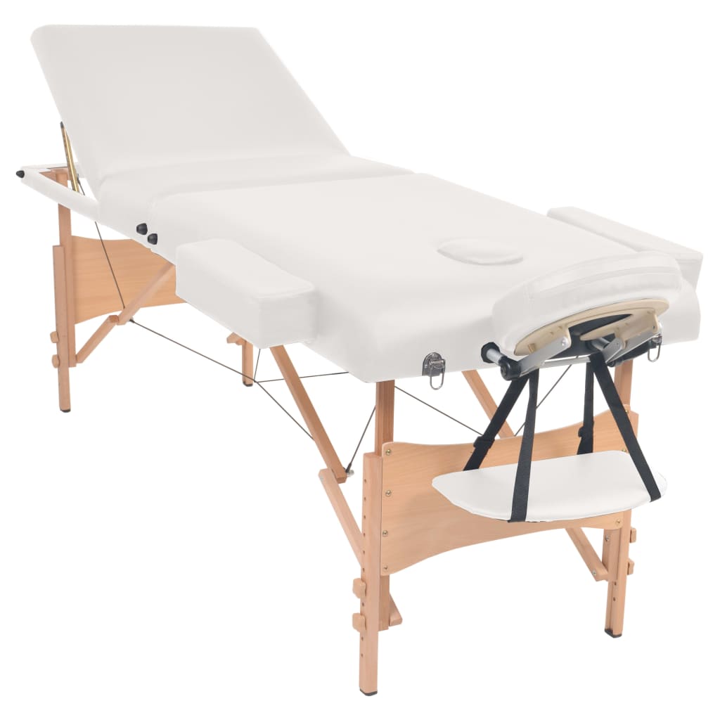 Vidaxl Massage Tabletten Kurbel falten 3 Zonen 10 cm dickes Weiß