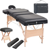 Vidaxx Massageliegen- und Hocker-Set klappbar 3 Zonen 10 cm dick weiß