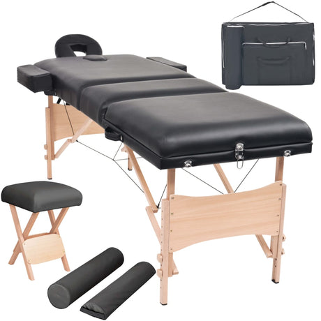 Vidaxx Massageliegen- und Hocker-Set klappbar 3 Zonen 10 cm dick weiß