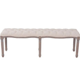 Vidaxl bank 150x40x48 cm linnen massief hout crèmewit