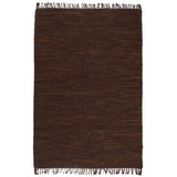 Vidaxl vloerkleed chindi handgeweven 120x170 cm leer bruin