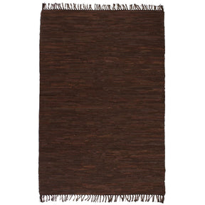 Vidaxl vloerkleed chindi handgeweven 120x170 cm leer bruin