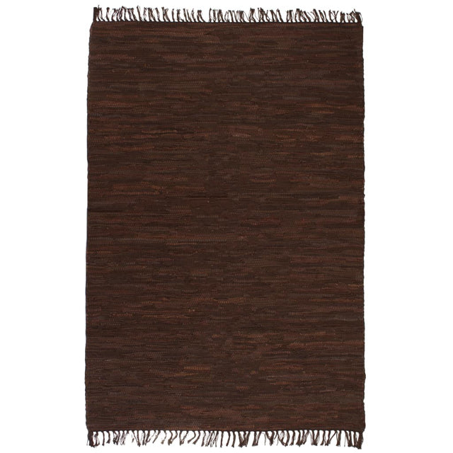 Vidaxl vloerkleed chindi handgeweven 120x170 cm leer bruin