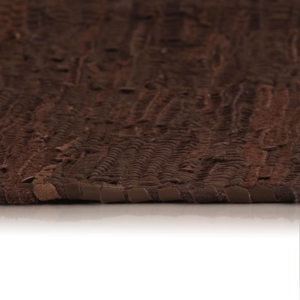Vidaxl vloerkleed chindi handgeweven 120x170 cm leer bruin