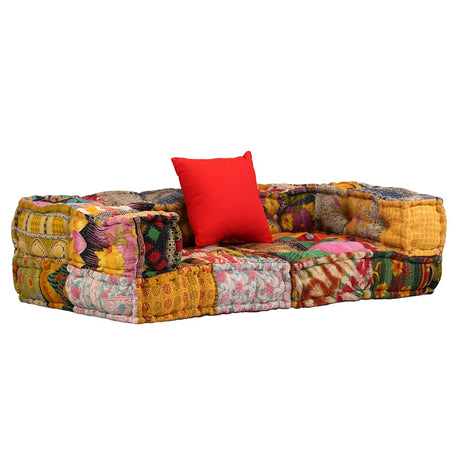 VidaXL Ottomane Zweisitzer modular Stoff Patchwork