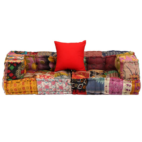 VidaXL Ottomane Zweisitzer modular Stoff Patchwork
