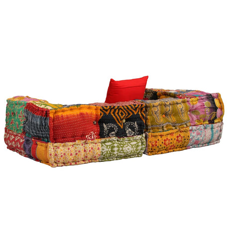 VidaXL Ottomane Zweisitzer modular Stoff Patchwork
